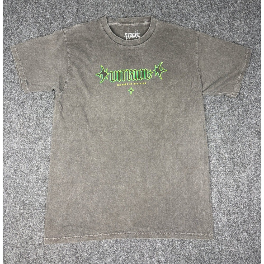 Vitriol Shadows of Oblivion Graphic T-Shirt Gray Neon Green Medium Streetwear